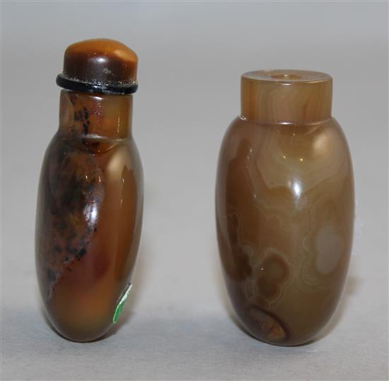 Two Chinese chalcedony snuff bottles, 1750-1900, Richards no.s 188 and 349